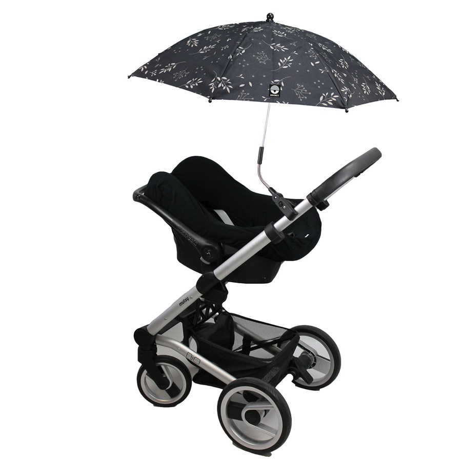 Aurinkovarjo rattaisiin Dooky Pram Parasol Black Leaves