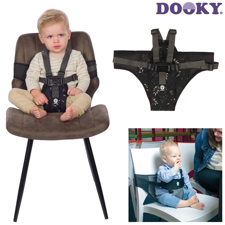 Dooky Matkasyöttötuoli - Travel Chair Romantic Leaves Black